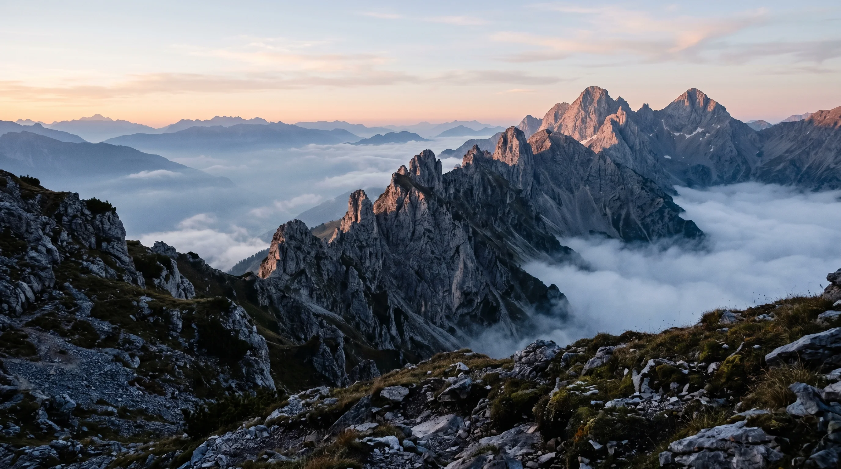 Stubai Alps ridge line at dawn